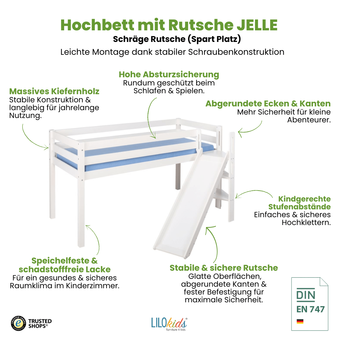 Hochbett mit Rutsche - JELLE gerade Rutsche - LiloKids