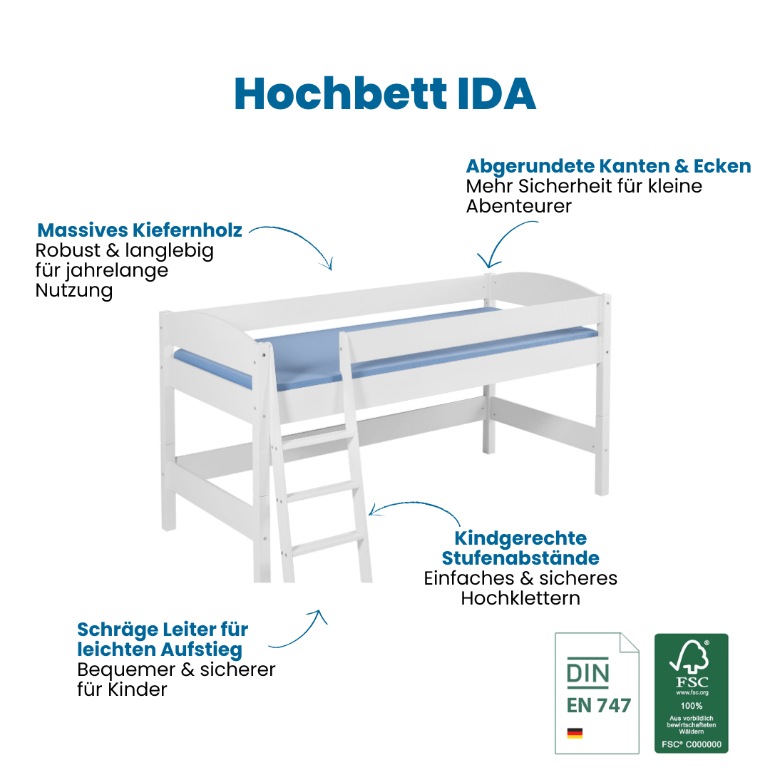 Hochbett mit Rutsche - JELLE gerade Rutsche - LiloKids