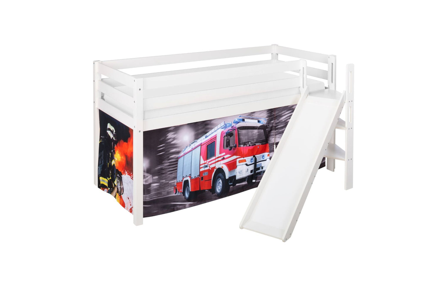 Feuerwehr Kinderbett - Hochbett mit schräger Rutsche - LiloKids