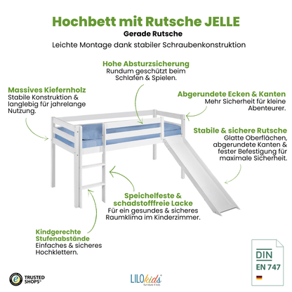 Hochbett mit Rutsche - JELLE gerade Rutsche - LiloKids